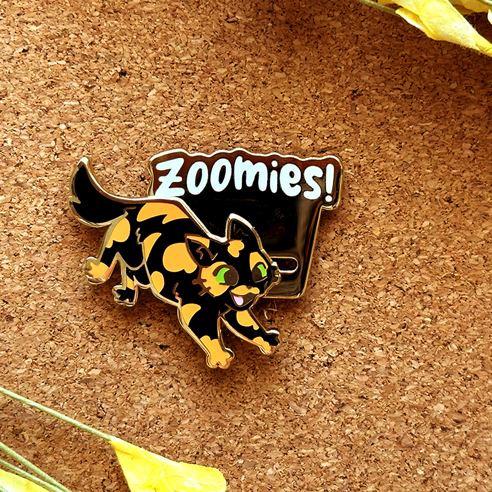 Zig Zag Zoomies Cat Enamel Pin
