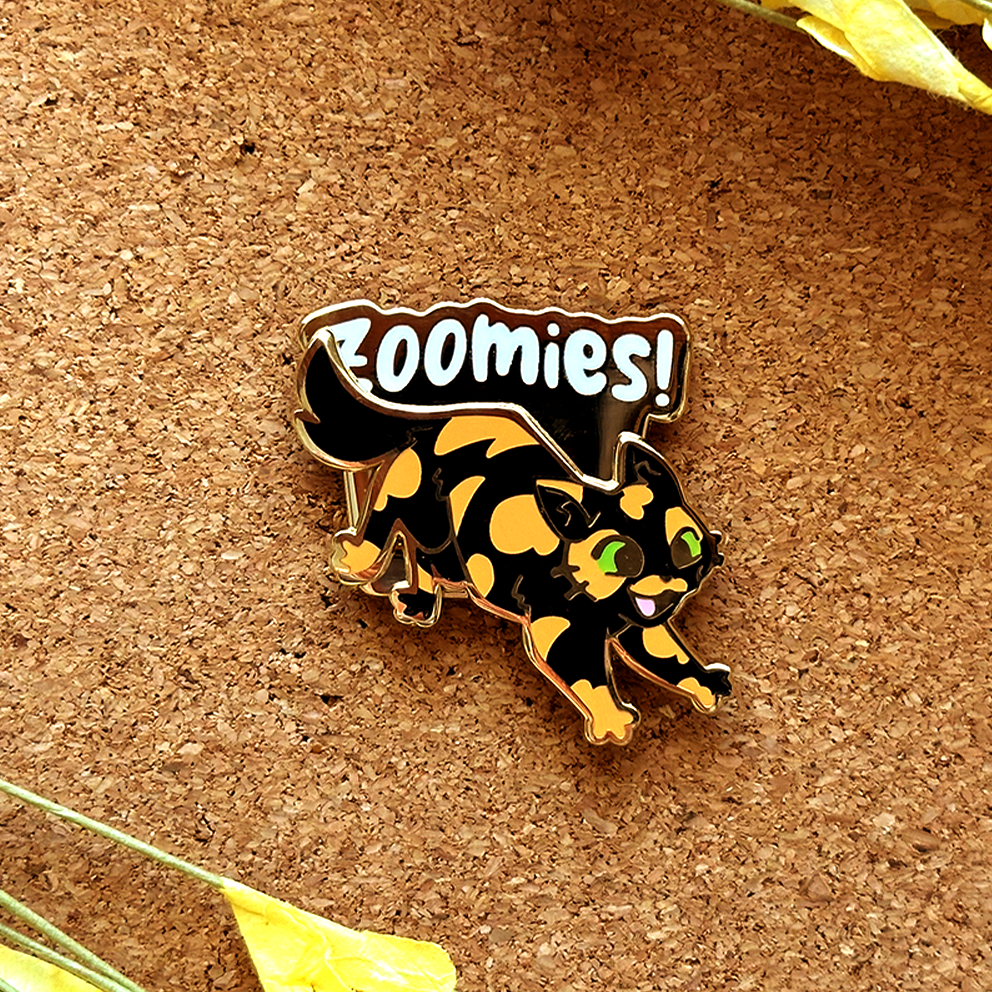Zig Zag Zoomies Cat Enamel Pin