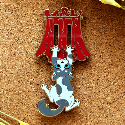 Broche en émail avec griffes collantes pour chat