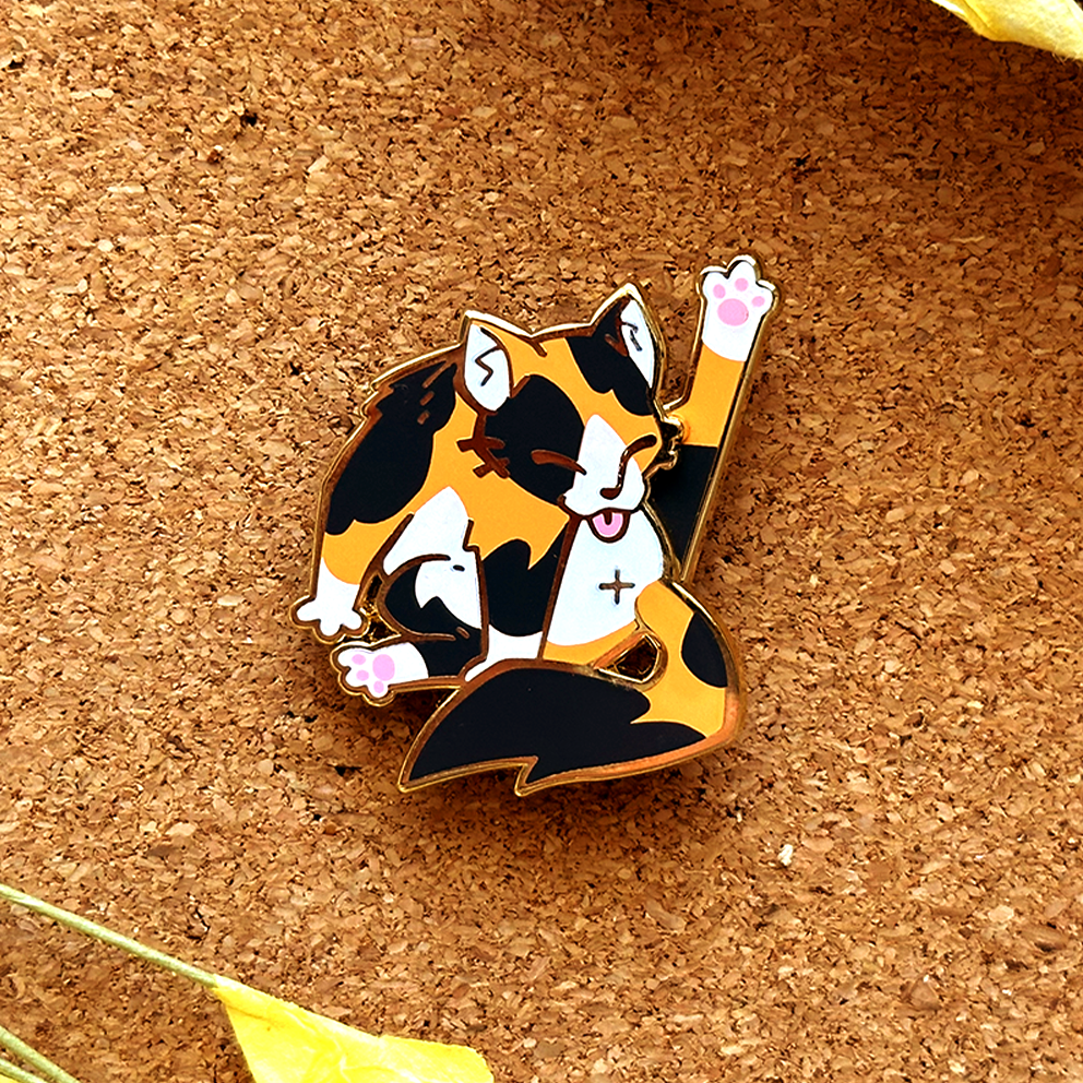 Pin de esmalte de gato Licky Licky