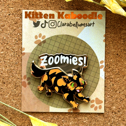 Zig Zag Zoomies Cat Enamel Pin