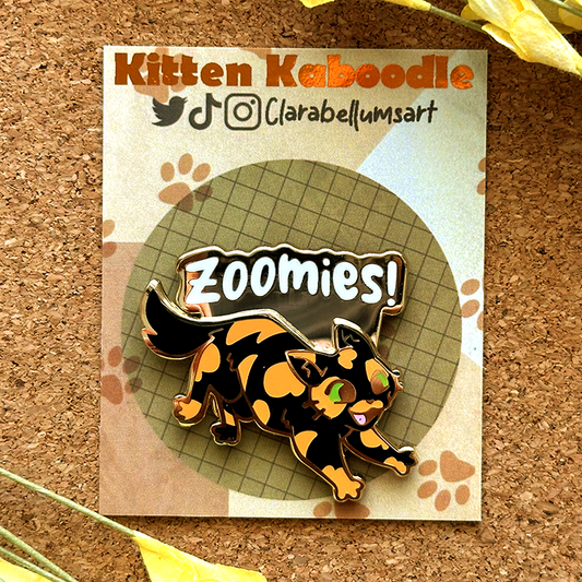 Zig Zag Zoomies Cat Enamel Pin